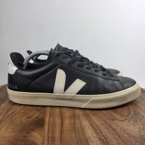 Veja Campo Chromefree Leather Mens Black And White Size 11 Low Top Casual Shoes